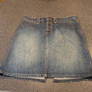 Vintage Y2K Abercrombie & Fitch Blue Denim Mini Skirt - 4 button fly - size 6